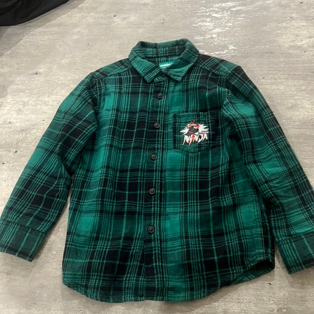 Ninja plaid button up shirt